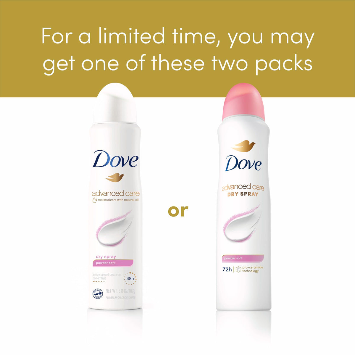 Dove Advanced Care Antiperspirant Deodorant Spray Powder Soft 3 Count close-up of spray nozzle