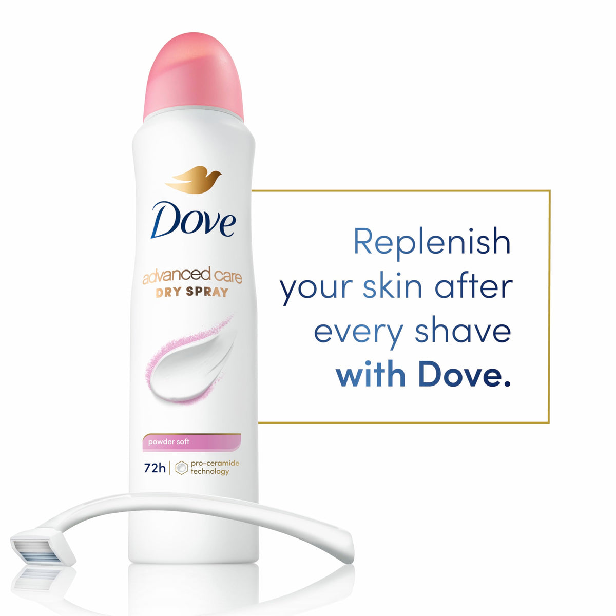Dove Advanced Care Antiperspirant Deodorant Spray showing packaging