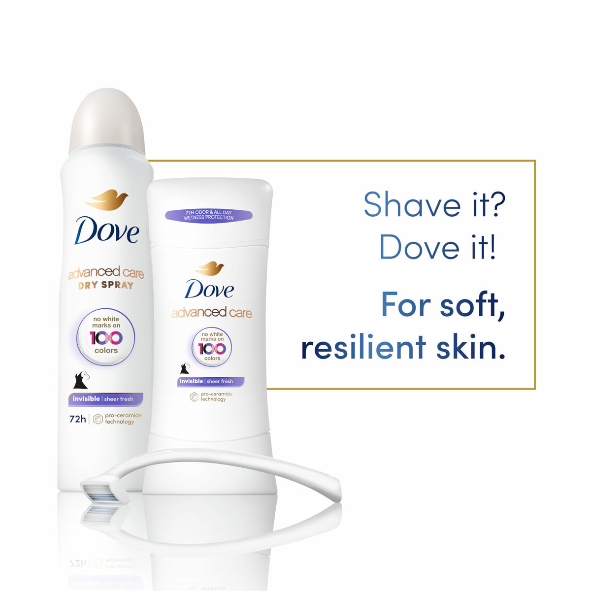 Dove Advanced Care Antiperspirant Deodorant Spray side view