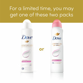 Dove Advanced Care Antiperspirant Deodorant Spray with floral background