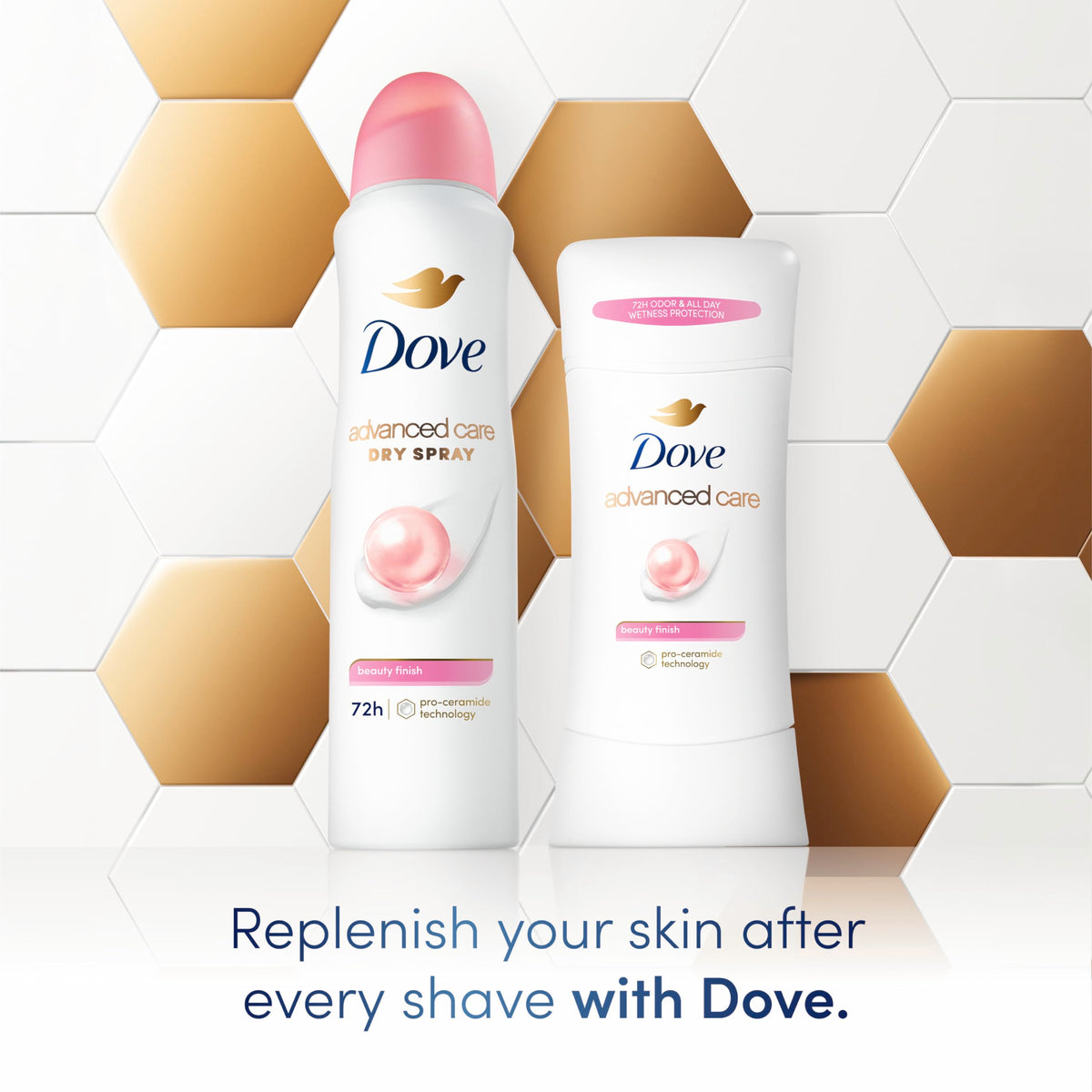 Dove Advanced Care Antiperspirant Deodorant Stick Beauty Finish with other Dove products