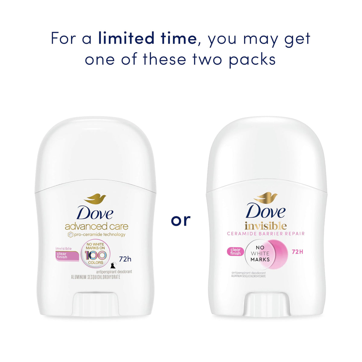 Dove Advanced Care Antiperspirant Deodorant Stick side view