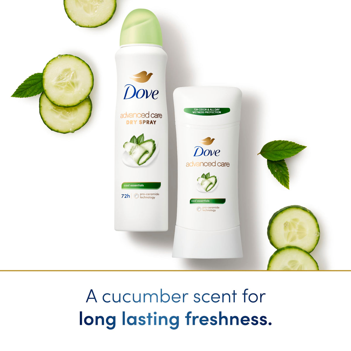 Dove Advanced Care Antiperspirant Dry Spray 4 Count side view