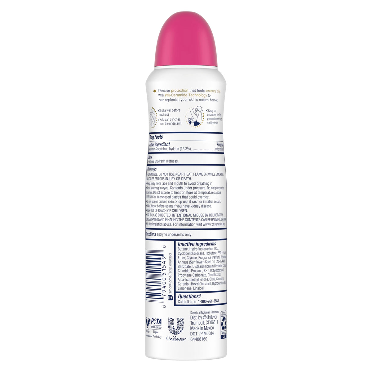 Dove Advanced Care Antiperspirant Spray showing the can design
