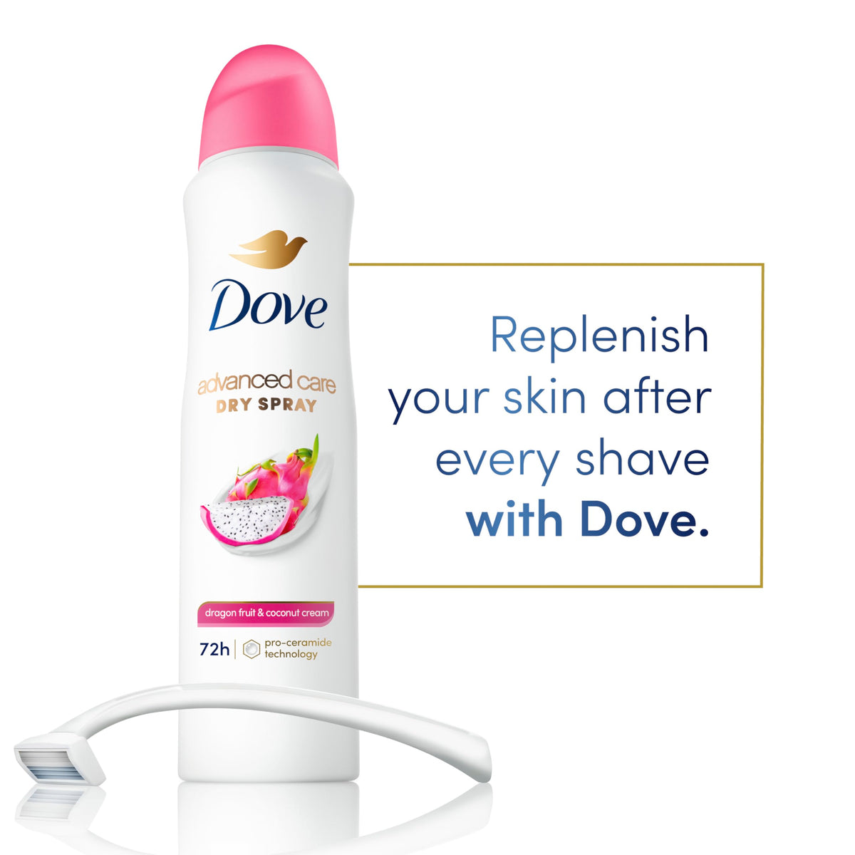 Dove Advanced Care Antiperspirant Spray with dragon fruit and coconut cream