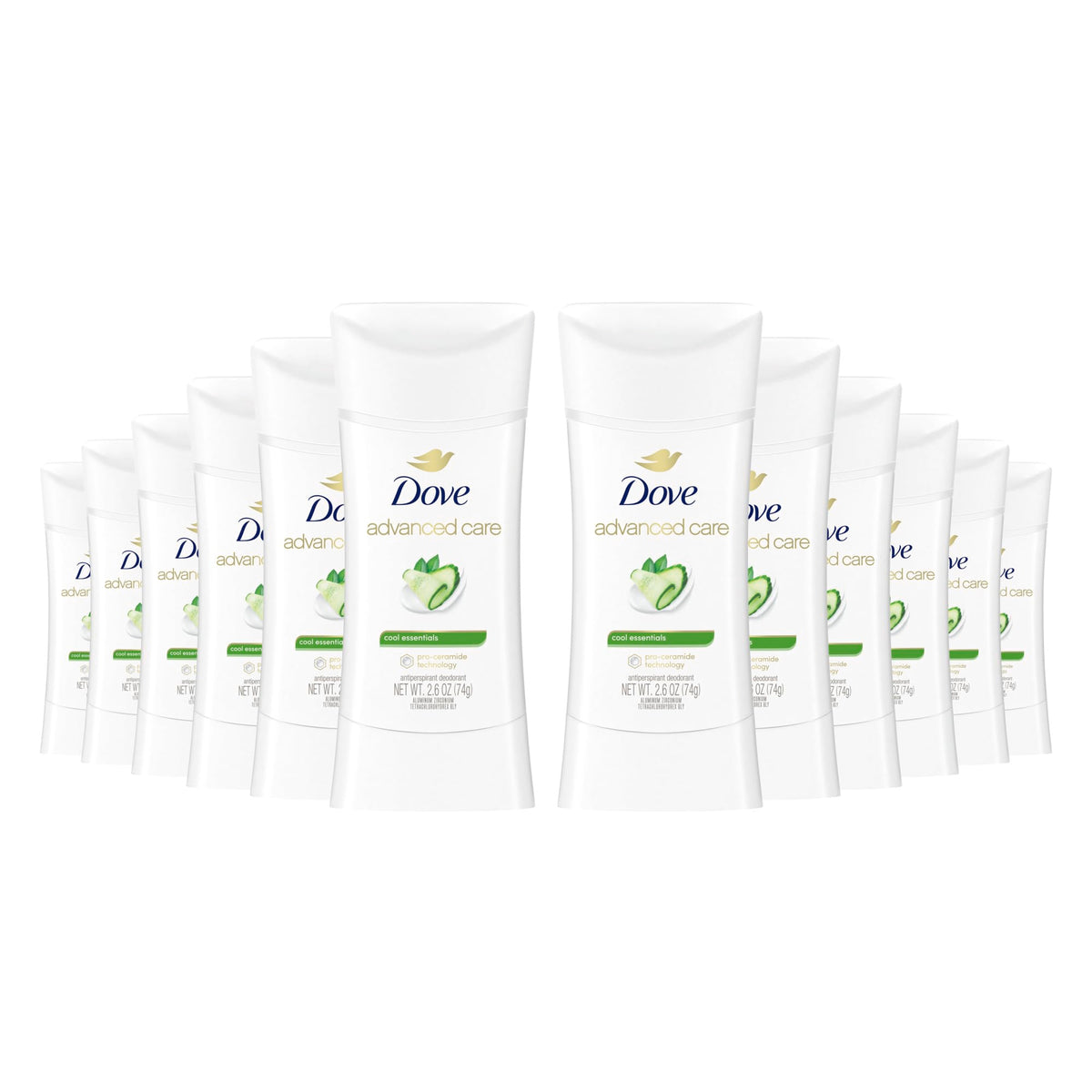 Dove Advanced Care Antiperspirant Stick Pack of 12 front view