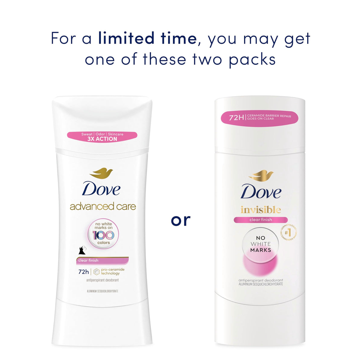 Dove Advanced Care Clear Finish Antiperspirant Deodorant 2.6 oz back view