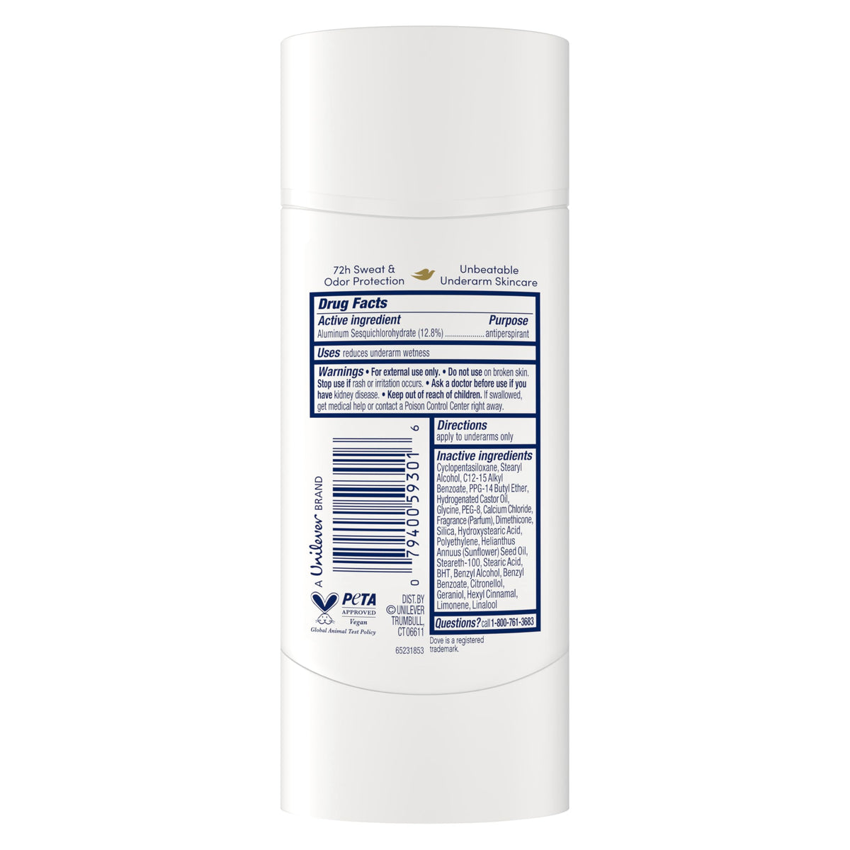 Dove Advanced Care Clear Finish Antiperspirant Deodorant 2.6 oz side view