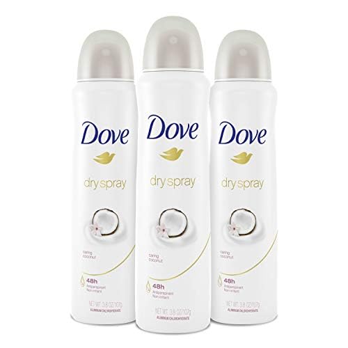 Dove Advanced Care Dry Spray Antiperspirant Deodorant Caring Coconut 3 Count packaging front view