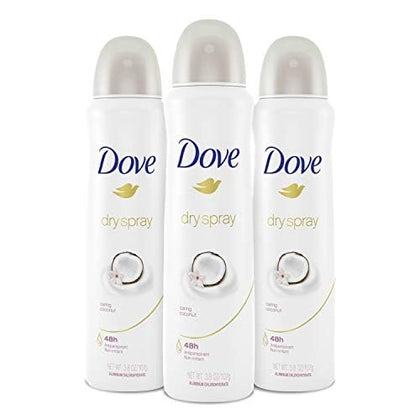 Dove Advanced Care Dry Spray Antiperspirant Deodorant Caring Coconut 3 Count packaging front view