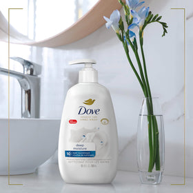Dove Advanced Care Hand Wash Deep Moisture 12 oz lifestyle scene with hands