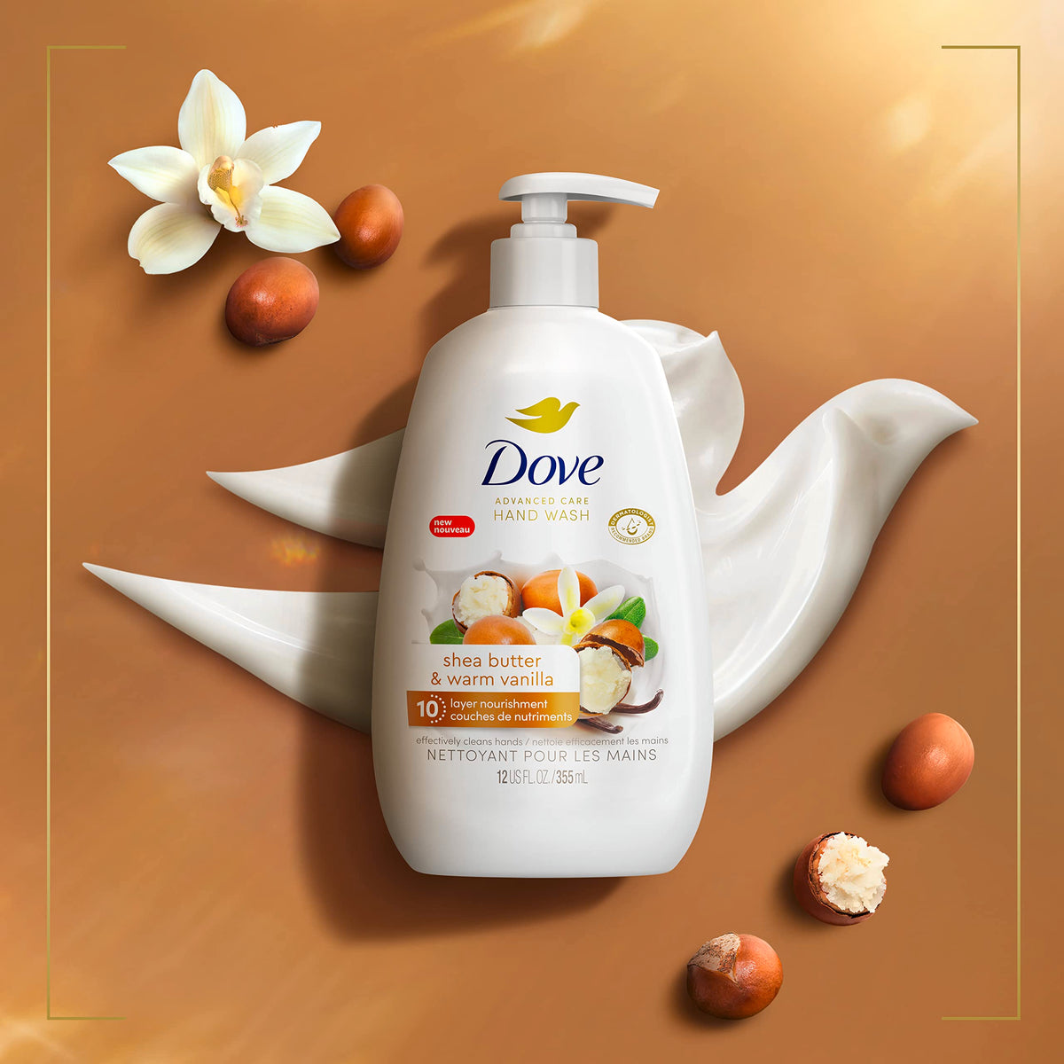 Dove Advanced Care Hand Wash Shea Butter & Warm Vanilla back view