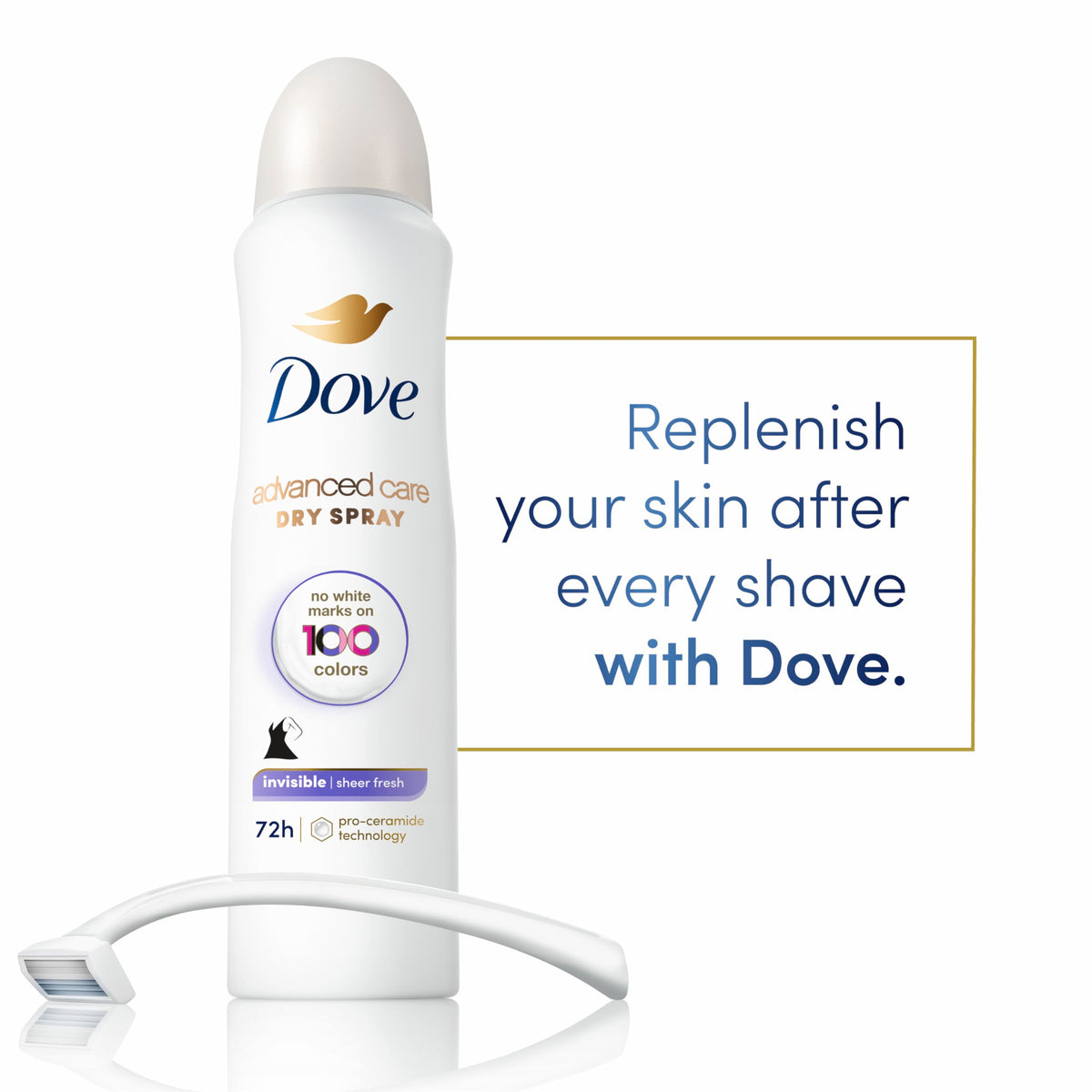 Dove Advanced Care Invisible Antiperspirant Deodorant Spray packaging