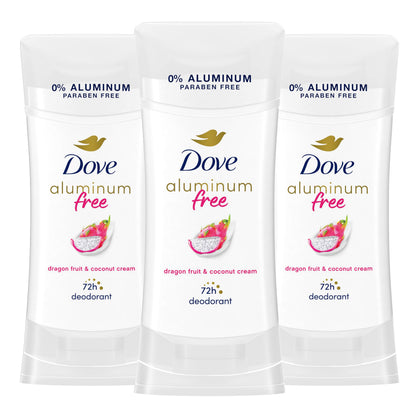 Dove Aluminum Free Deodorant 3 Pack Dragon Fruit and Coconut Cream front view