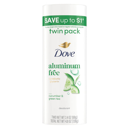 Dove Aluminum Free Deodorant Stick Cucumber & Green Tea front view