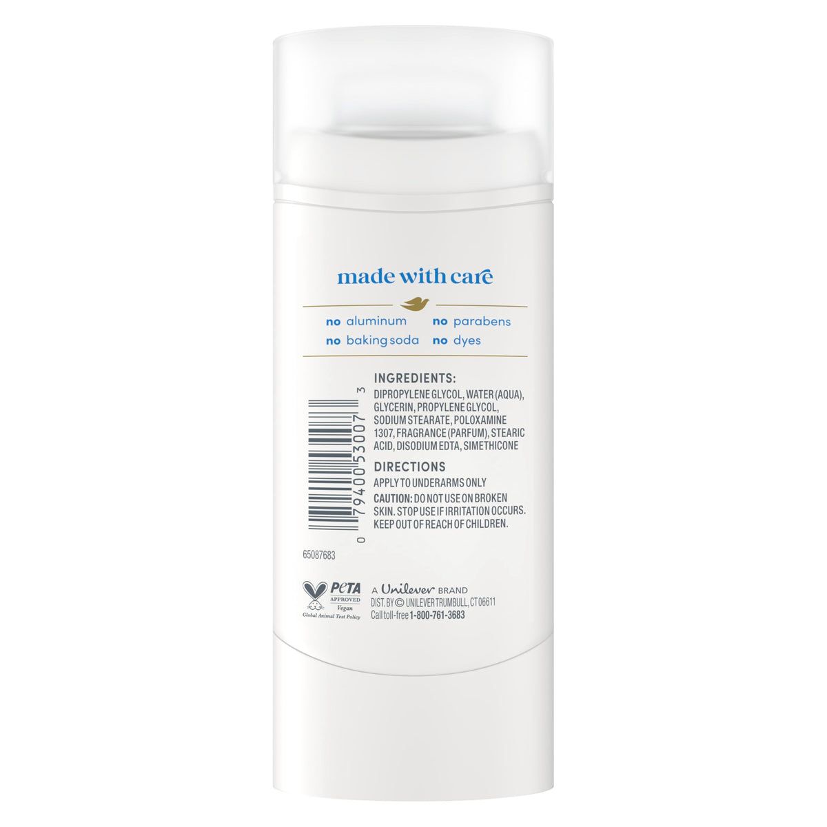 Dove Aluminum Free Deodorant Stick for Women, Sensitive side view