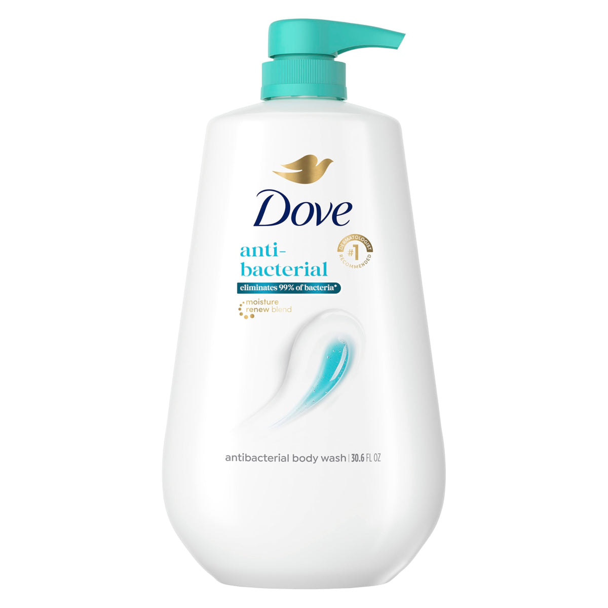 Dove Antibacterial Body Wash 30.6 oz front view with pump