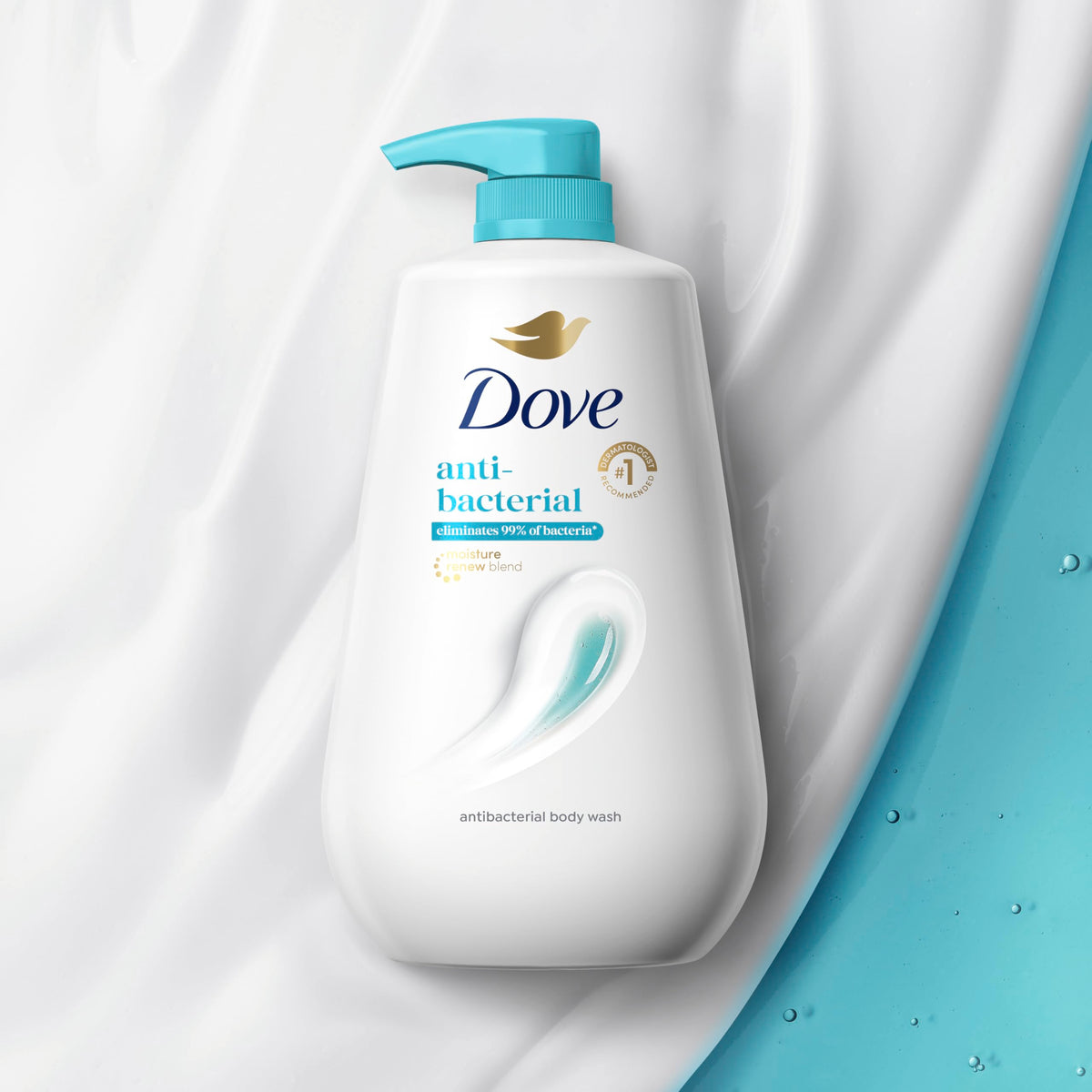 Dove Antibacterial Body Wash 30.6 oz lifestyle scene in bathroom