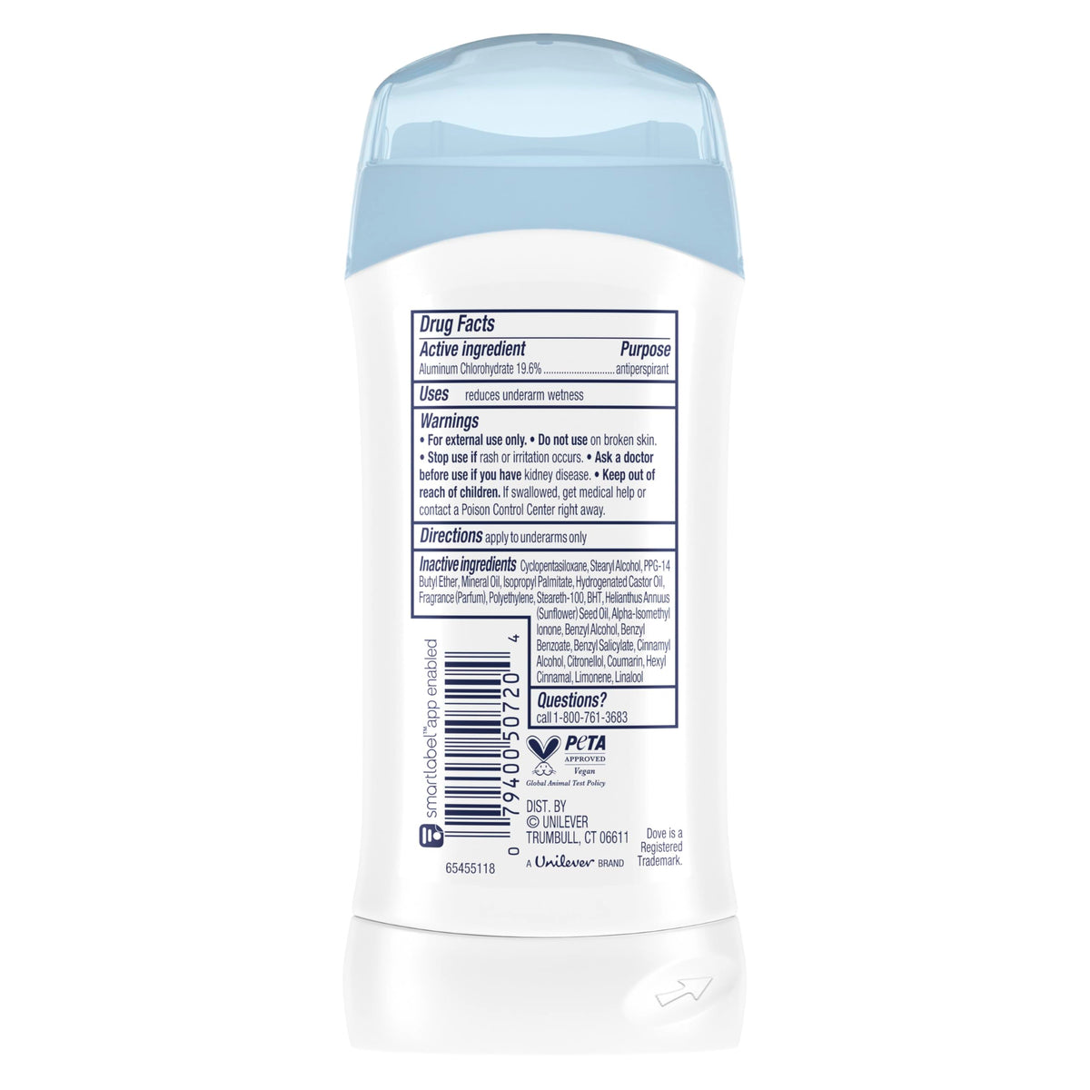 Dove Antiperspirant Deodorant Stick 2-Pack side view showing stick design