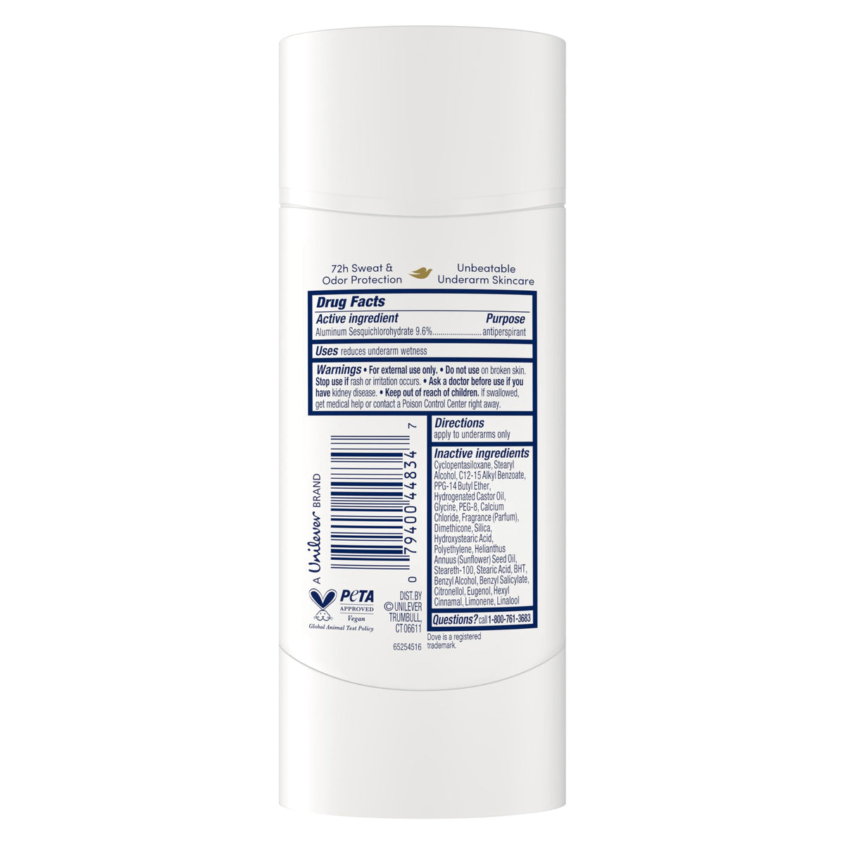 Dove Antiperspirant Deodorant Stick packaging with vibrant scent description