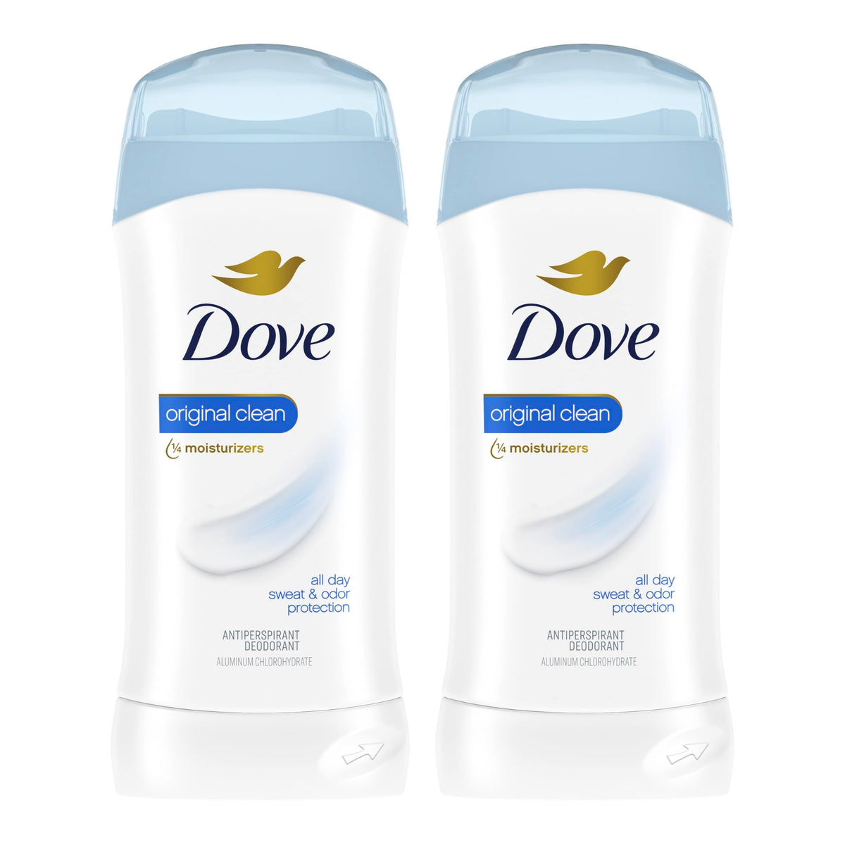 Dove Antiperspirant Stick 2-Pack front view with packaging