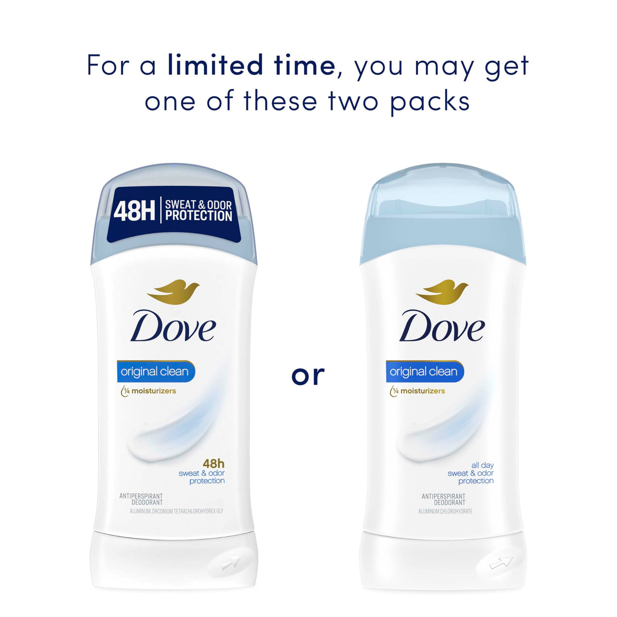 Dove Antiperspirant Stick close-up of ingredients