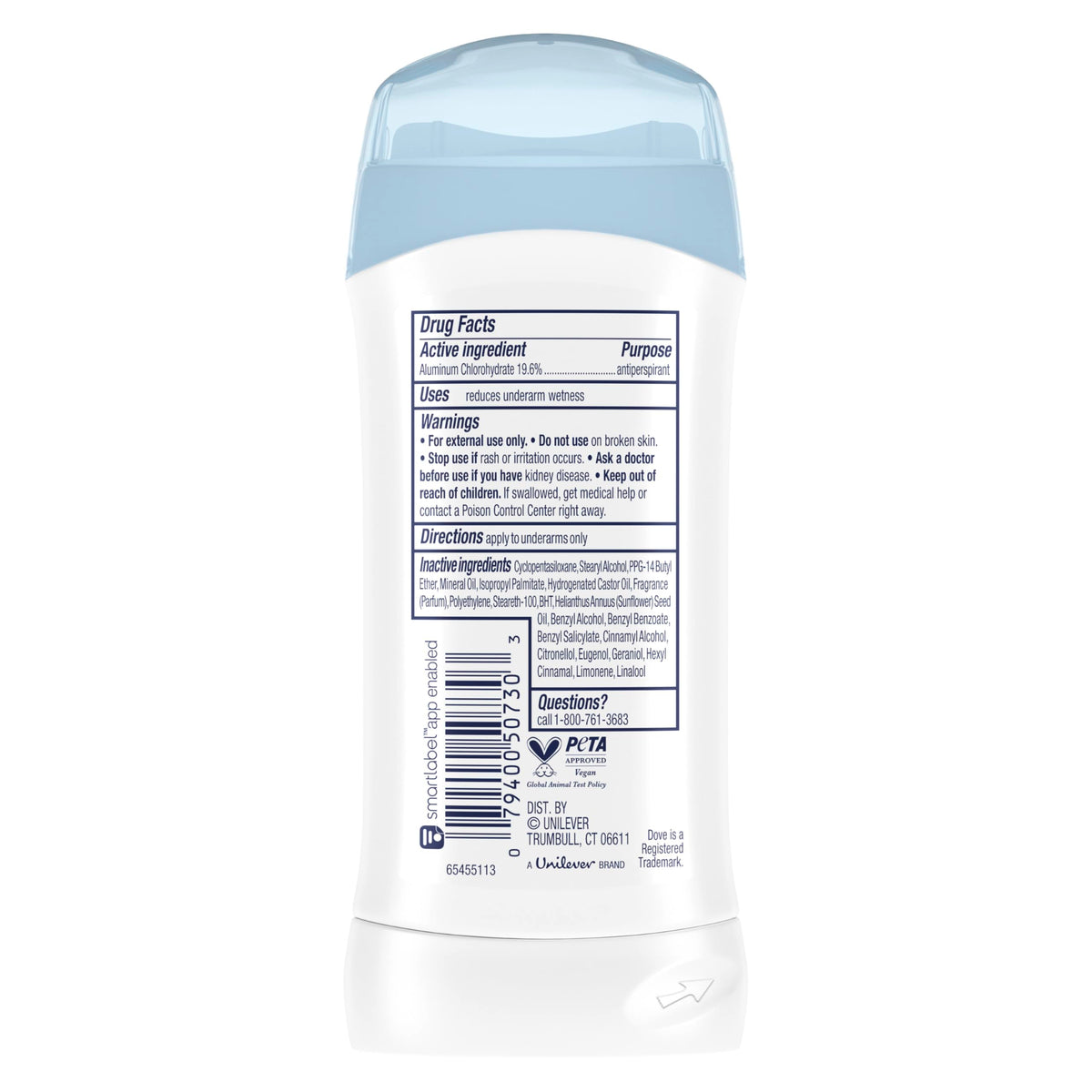 Dove Antiperspirant Stick showing smooth-gliding applicator