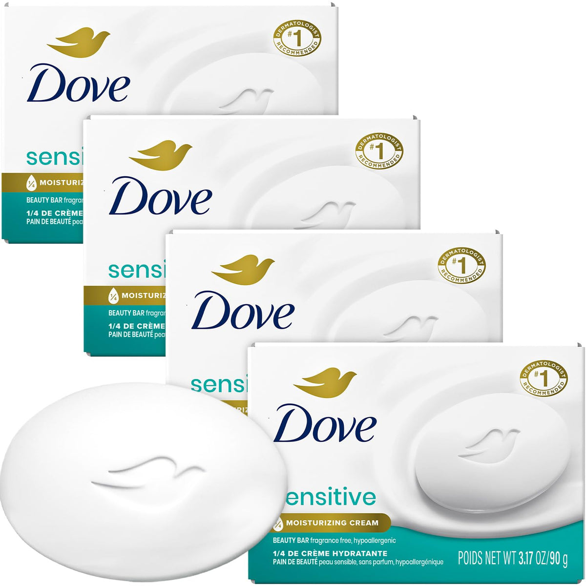 Dove Beauty Bar 4-Pack for Sensitive Skin, front view