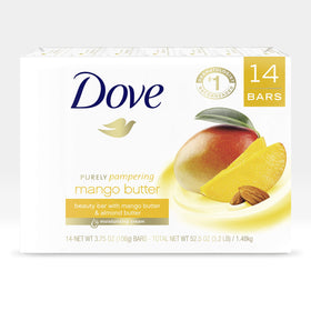 Dove Beauty Bar Mango Butter 14 bars packaging front view