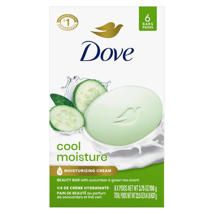 Dove Beauty Bar Soap Cool Moisture 6 Bars packaging front view