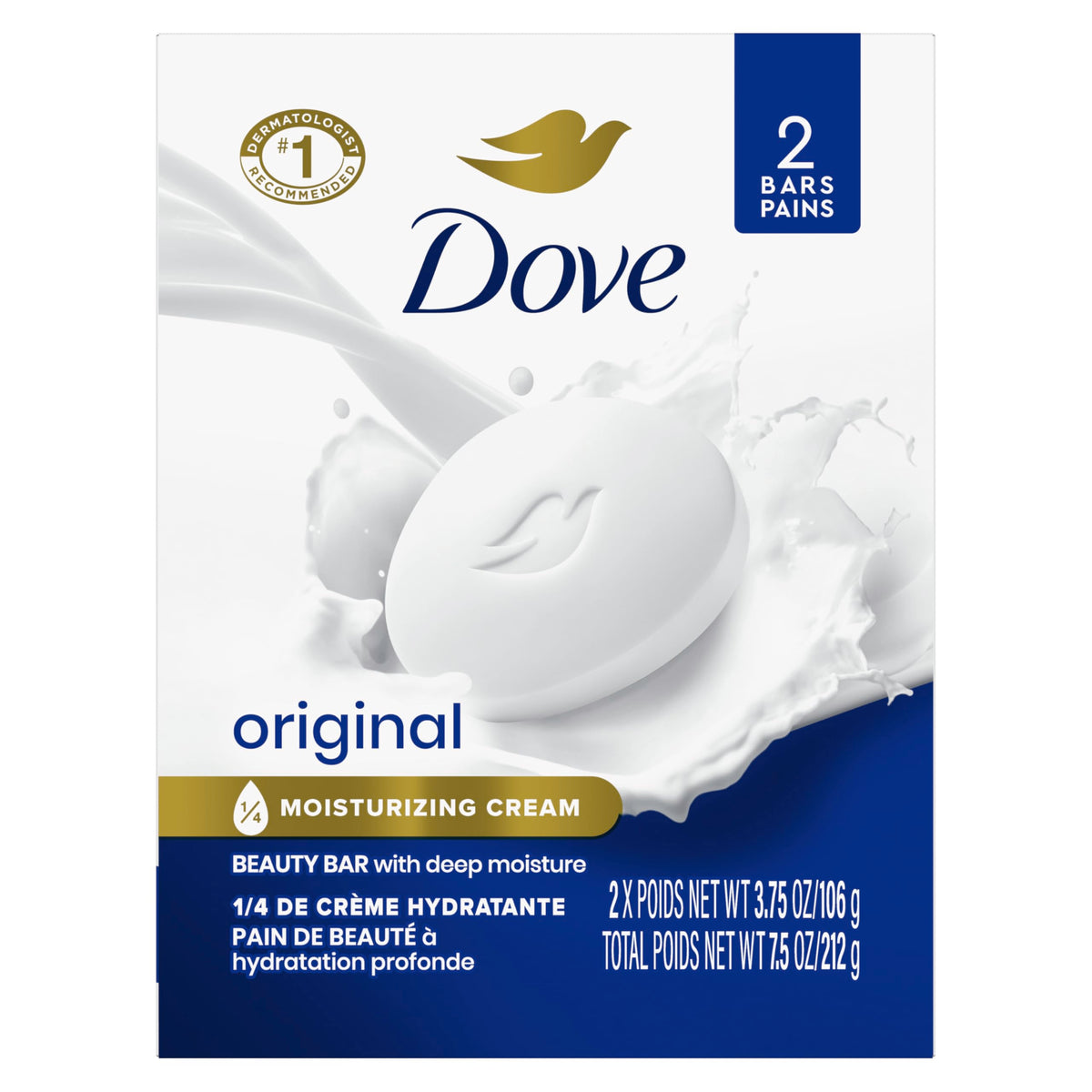 Dove Beauty Bar Soap Original pack of 24, front view