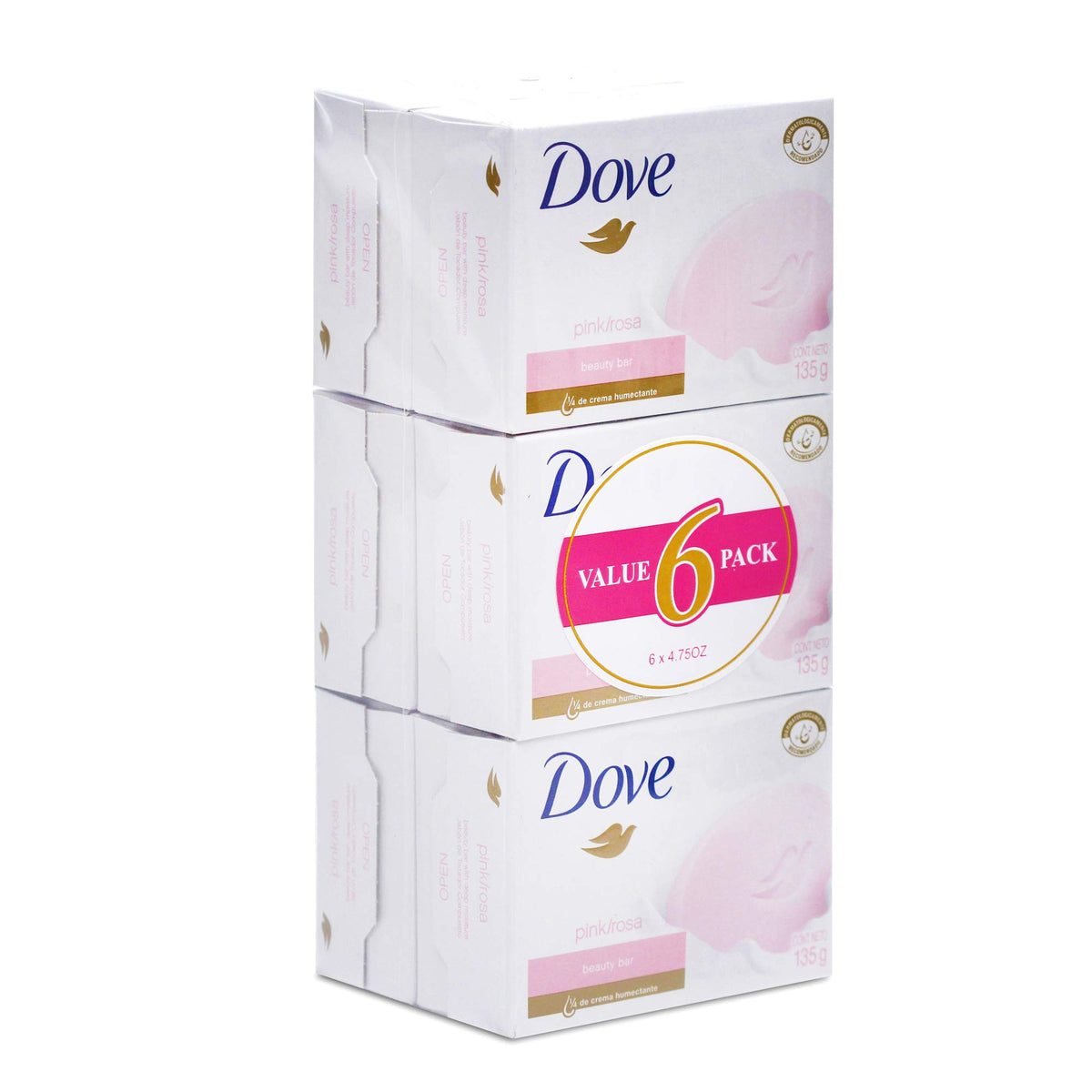Dove Beauty Cream Bar Soap 135g pink bar front view