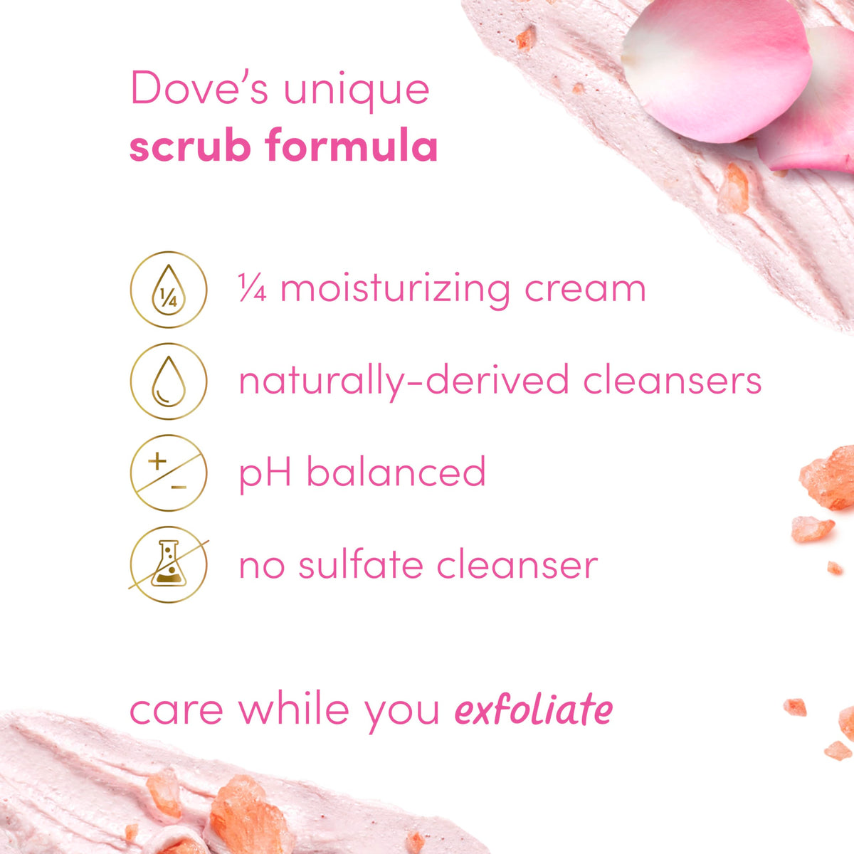 Dove Body Scrub Himalayan Salt & Rose Oil creamy texture close-up