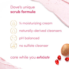 Dove Body Scrub Pomegranate & Shea Butter 15 oz packaging side view