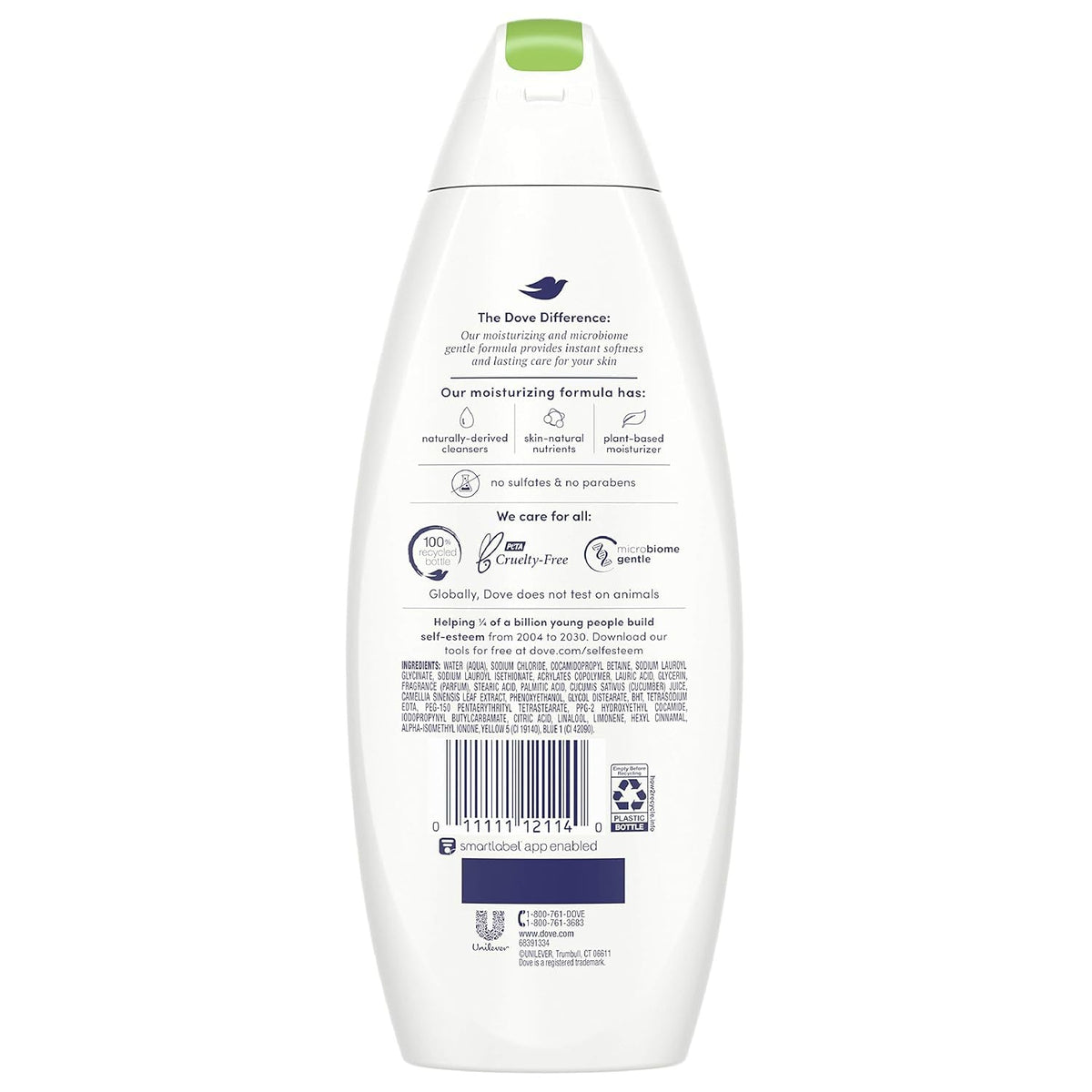 Dove Body Wash 12 Ounce Go Fresh Cucumber & Green Tea back view