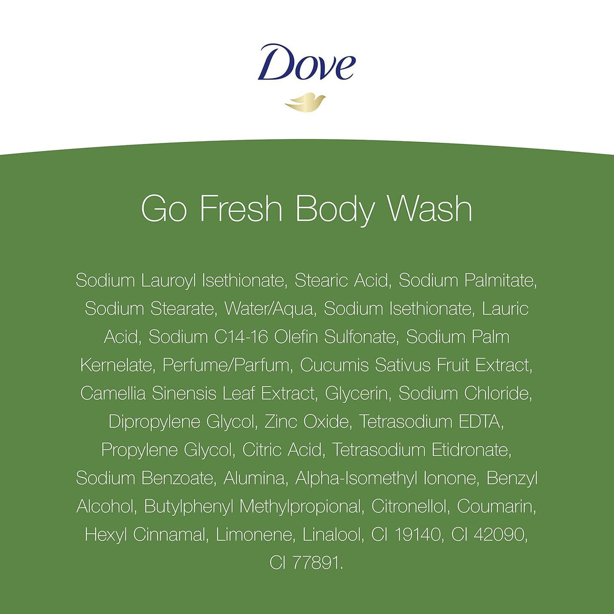 Dove Body Wash 12 Ounce Go Fresh Cucumber & Green Tea packaging