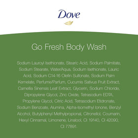 Dove Body Wash 12 Ounce Go Fresh Cucumber & Green Tea packaging