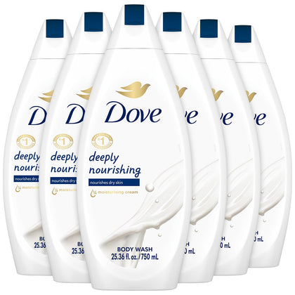 Dove Body Wash 6-Pack front view showcasing bottles
