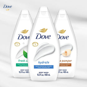 Dove Body Wash bottles with soft foam lather