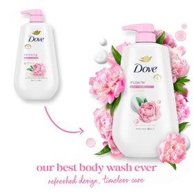 Dove body wash in a shower setting