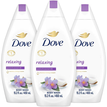 Dove Body Wash Relaxing 3-Pack Jasmine & Coconut Milk front view