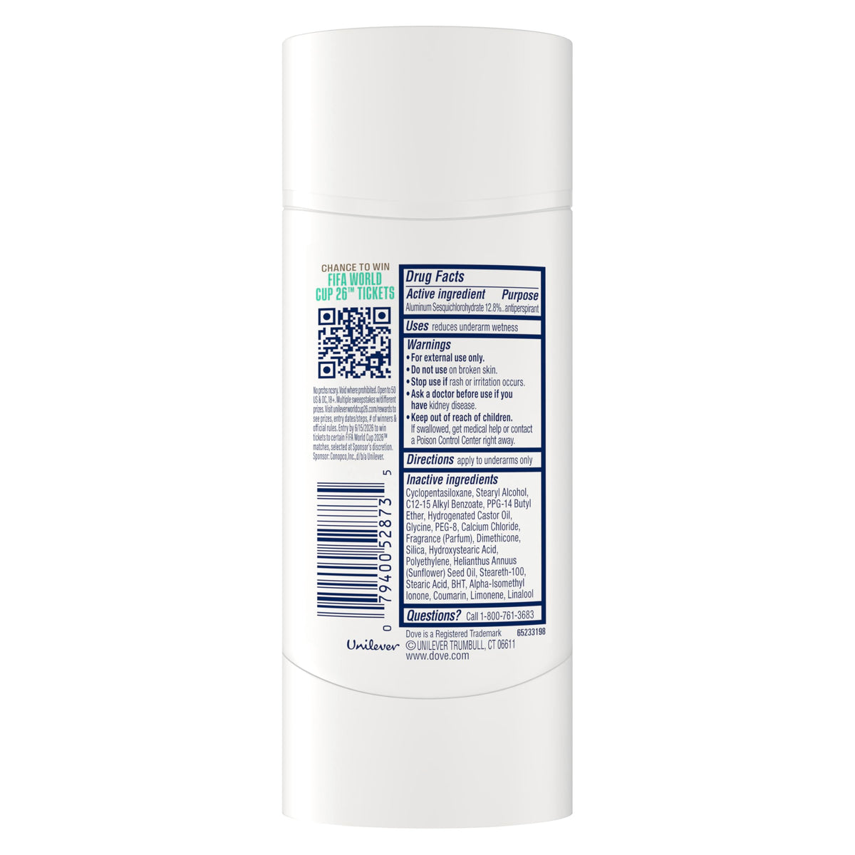 Dove Clinical + Care Antiperspirant Deodorant side view showing smooth applicator