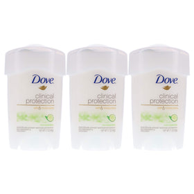 Dove Clinical Protection Anti-perspirant Deodorant front view, pack of 3