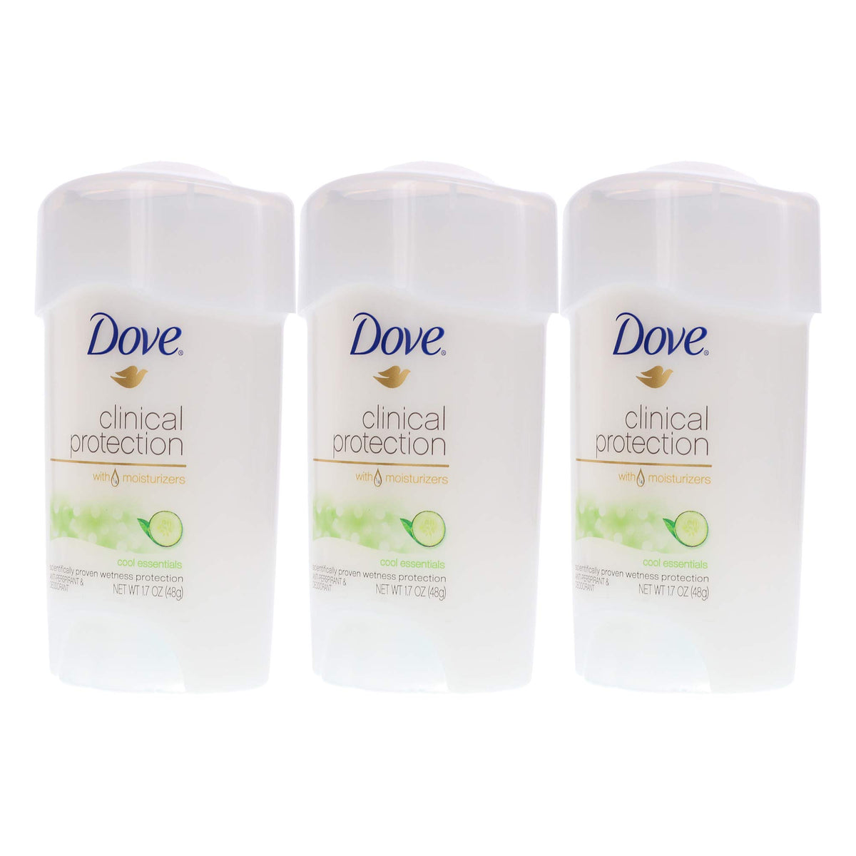 Dove Clinical Protection Anti-perspirant Deodorant side view showing product details