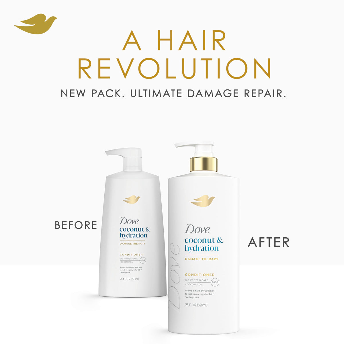 Dove Coconut & Hydration Conditioner application on hair