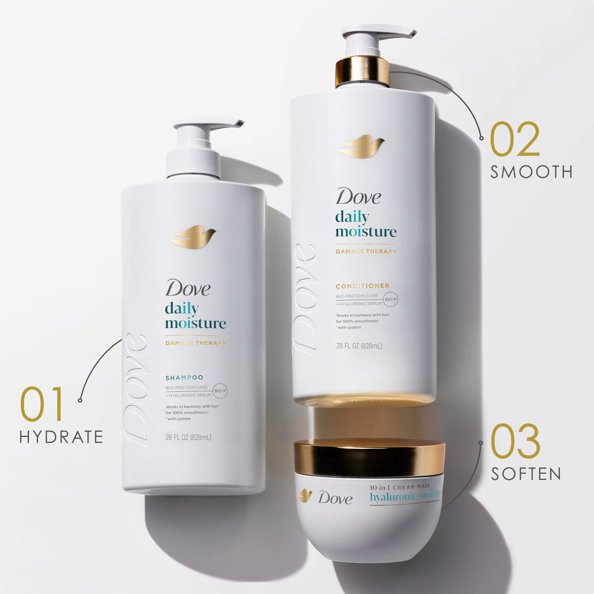 Dove Daily Moisture Shampoo back view showing ingredients