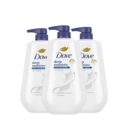 Dove Deep Moisture Body Wash 3 Count with Pump front view