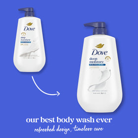 Dove Deep Moisture Body Wash 3 Count with Pump side view