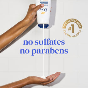Dove Deep Moisture Body Wash application on loofah