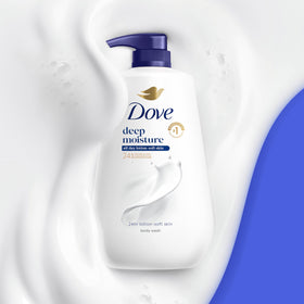 Dove Deep Moisture Body Wash creamy lather in a shower